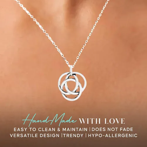 Miniatura 3 de Three Ring Sterling Silver Necklace Celtic Love Knot 18" Chain Gift from Mother In Law Wedding Gift