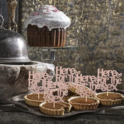Miniatura 3 de Rsstarxi Paquete de 24 decoraciones para cupcakes con purpurina para revelación de género, para baby shower, niños, decoración de pastel de Diseño 1