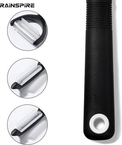 Miniatura 7 de Rainspire Juego de Pelador de 3 Piezas, Pelador Giratório Premium de Verduras, Accesorios de Cocina para Pelar Manzanas, Patatas, Verduras y Frutas