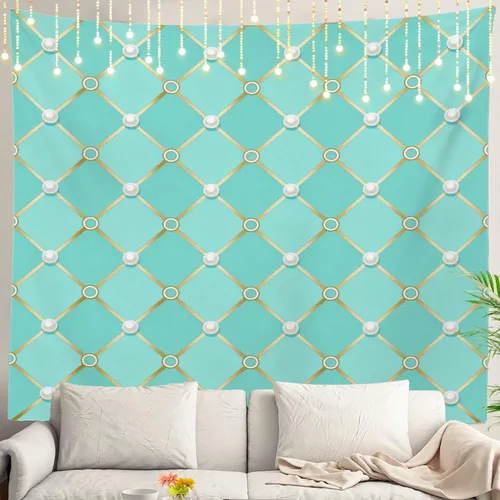 Miniatura 119 de Shrahala Tapiz de pared azul brillante, acuarela azul degradado para colgar en la pared, tapiz grande decorativo de fibra de poliéster, dobladillo