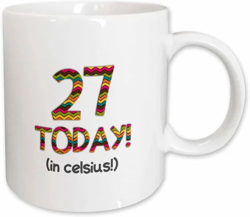 Miniatura 10 de 3dRose 27 Today in Celsius-Funny 80Th Birthday 27C is 80 in Fahrenheit Taza de dos tonos, 11 oz, color negro