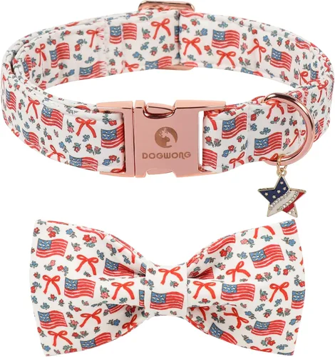 Miniatura 39 de DOGWONG Collar de perro arcoíris con bonito lazo para el Mes del Orgullo LGBT - Collar ajustable y cómodo para perros grandes, medianos y pequeños