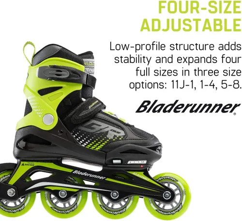 Miniatura 3 de Bladerunner by Rollerblade Phoenix - Patín en línea ajustable para niños Negro/Verde
