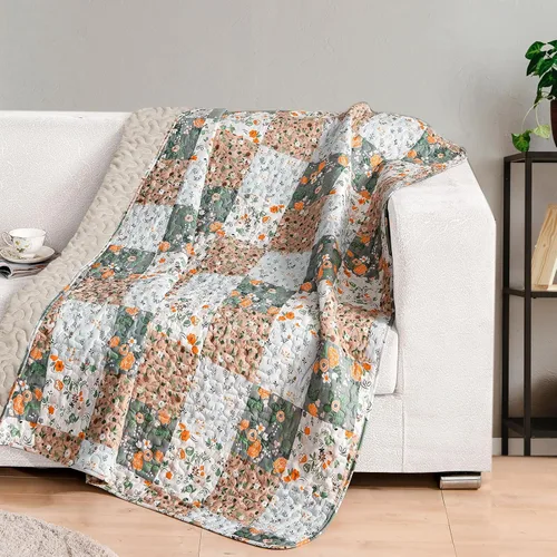 Miniatura 12 de Lujo Reversible 100% algodón clásico Boho a rayas a cuadros Cobija 60 x 50 pulgadas se puede lavar a máquina y secar en secadora, Algodón, Patrón 3