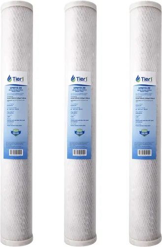 Miniatura 12 de Tier1 Cartucho de repuesto de filtro de agua de bloque de carbono para toda la casa de 0.5 micrones, 20 pulgadas x 2.5 pulgadas, compatible