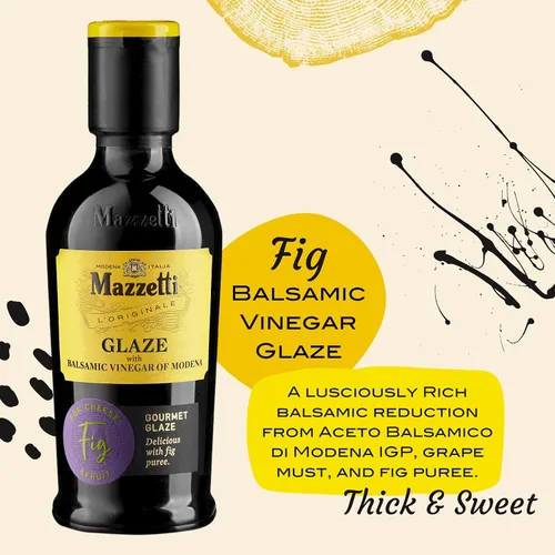 Miniatura 3 de Mazzetti Vinagre balsámico de Fig Glaze de Modena PGI, 7.3 onzas líquidas, versátil, grueso y rico, perfecto para rociar, queso y frutas, fabricado