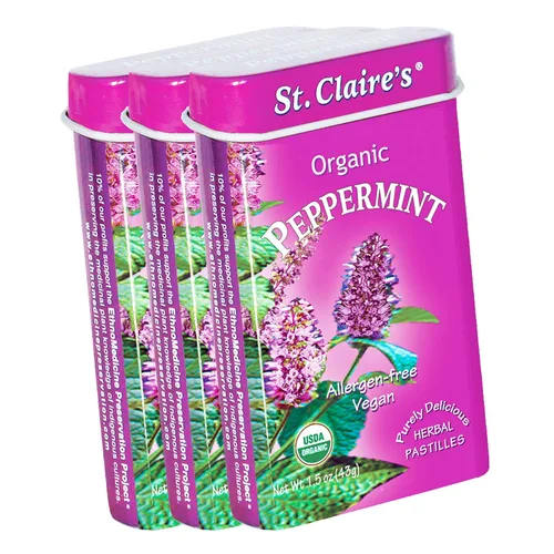 Miniatura 27 de Pastillas Herbales Orgánicas de St. Claire, (Jengibre, lata de 1.5 onzas, paquete de 3) Sin gluten, veganas, sin OMG, a base de plantas, sin