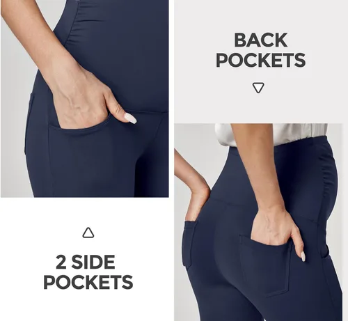 Miniatura 5 de Ewedoos Pantalones de maternidad pantalones de trabajo laterales fruncidos con bolsillos sobre el vientre, pantalones de vestir de embarazo