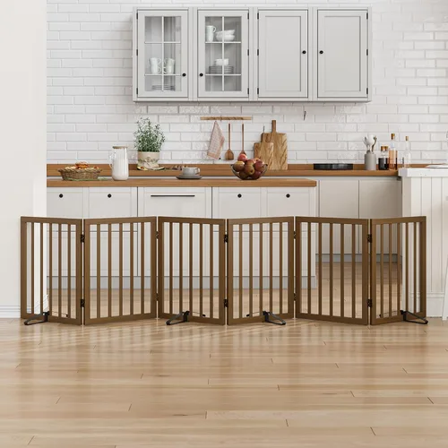Miniatura 30 de Puerta plegable negra para mascotas de 18-55 pulgadas para escaleras y puertas, valla de puerta para cachorros