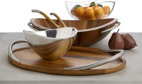 Miniatura 4 de nambe Bandeja para servir trenza, 19 pulgadas, bandeja grande para servir fiestas, platos para servir aperitivos, alimentos, galletas, platos