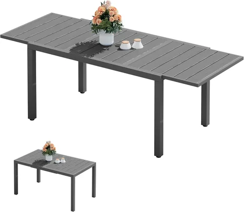Miniatura 24 de SERWALL Juego de comedor para exteriores de 9 piezas, mesa de comedor expandible de 60 a 83 pulgadas y 8 sillas de polietileno de alta densidad