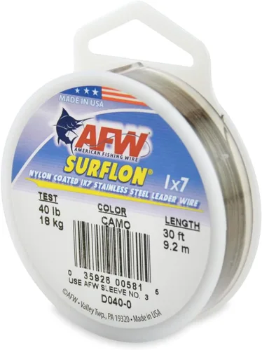 Miniatura 74 de Alambre de pesca americano Surflon recubierto de nailon 1x7 de acero inoxidable, línea líder de pesca para agua salada, prueba de 10 libras - prueba