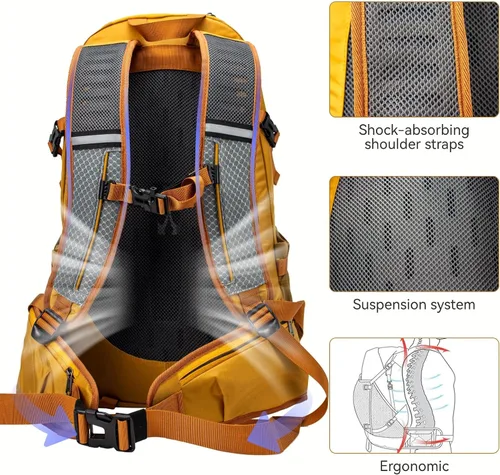 Miniatura 4 de Mochila de senderismo de 40 litros, mochila de senderismo impermeable con cubierta para lluvia, bolsa de camping grande para deportes al aire libre