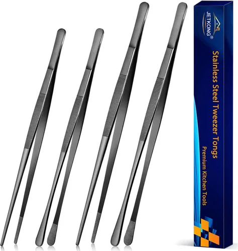 Miniatura 9 de Jetkong 2 pinzas extra grandes de 40 cm, pinzas de cocina extra largas para alimentos, reparación y barbacoa (40 cm, plateado)