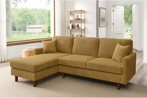 Miniatura 14 de Eafurn Sofá modular simétrico en forma de U con diván doble, moderno sofá esquinero tapizado de pana de gran tamaño, asiento profundo, cómodo sofá