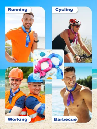Miniatura 28 de Janmercy 10 unidades de teñido anudado para el cuello, bufandas refrescantes, bandanas de hielo de verano para hombres y mujeres, camping, correr