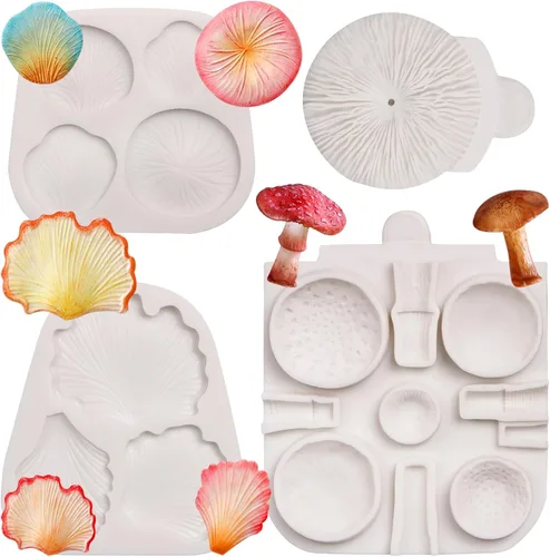 Molde de hongos para chocolate, hongos ginkgo biloba, moldes de silicona para hongos Porcini Veiner Fondant, molde para hornear para decoración de