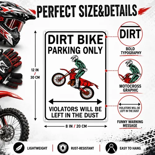Miniatura 2 de Smilelife Accesorios para Moto de Tierra para Niños Regalos de Motocross Graciosos Letrero Vintage de Estaño para Parqueo Solo de Motos Sucias