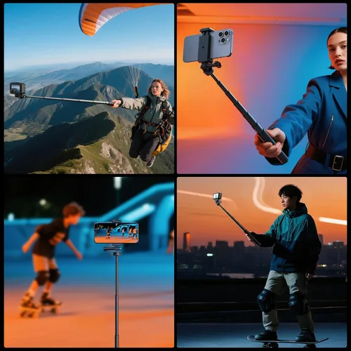 Miniatura 10 de SmallRig Trípode invisible para selfie stick para cámara de acción, poste extensible de 37.4 pulgadas con abrazadera de teléfono para GoPro 13/12