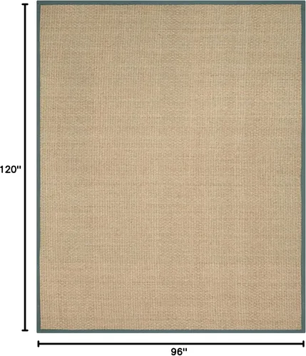Miniatura 2 de SAFAVIEH Alfombra de Área 8x10 - Colección de Fibra Natural - Grande - Natural y Azul Claro, Hierba Marina, Patrón de Tejido de Canasta (NF114M)