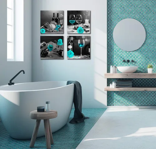 Miniatura 6 de Arte de pared de cocina - Decoración de pared de vino para dormitorio, mujeres, cuadros en blanco y negro, arte moderno para sala de estar - Arte