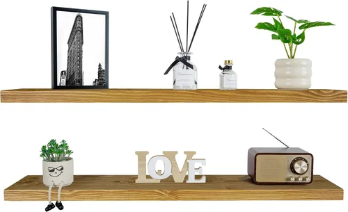 Miniatura 52 de BGMG Estantes flotantes de madera de 12 pulgadas, estantes flotantes negros, estantes de pared de madera maciza para baño, sala de estar