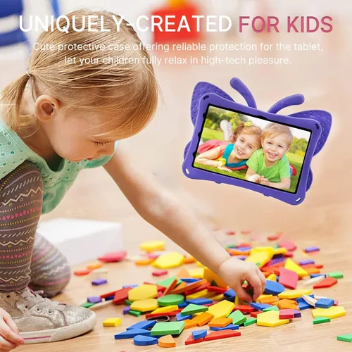 Miniatura 18 de FW Fire 7 - Funda para tablet para niños, Amazon Fire 7 2022, funda de mariposa con luz de atril, EVA, protección contra caídas, resistente, a