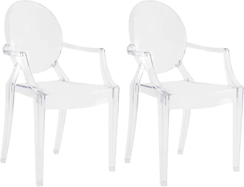 Miniatura 13 de JOON Paquete de 2 sillas fantasma para niños con reposabrazos transparentes, 25 x 13 x 14.5 pulgadas, material de policarbonato, altura del asiento
