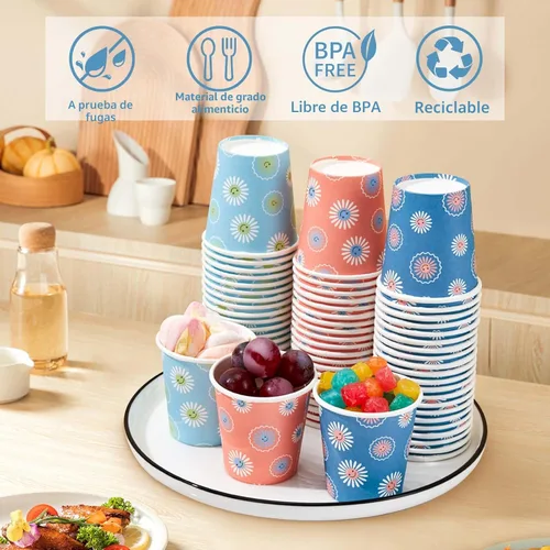 Miniatura 3 de SIUQ Paquete de 300 Vasos de Papel de 5 oz, Vasos de Baño Desechables, Vasos Pequeños para Enjuague Bucal, Mini Vasos para Bebidas Calientes/Frías