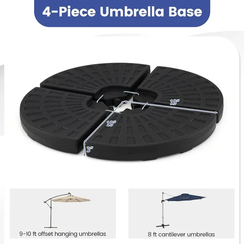 Miniatura 6 de Giantex Base de paraguas acodada de 184 libras, 4 piezas de base con soporte para paraguas, picos de fácil llenado, 4 pines de conexión, asas