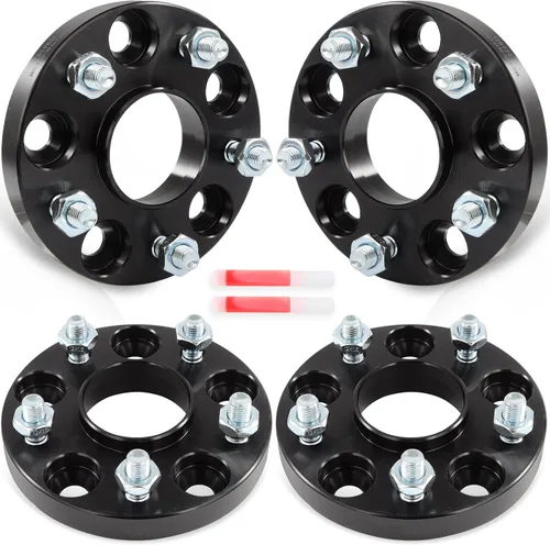 Miniatura 20 de SCITOO 2 adaptadores de rueda de 5 x 4.5 a 5 x 4.75 pulgadas, orificio de 1 pulgada, pernos de 2.913 in de 12 x 1.5 y 5 lengüetas, espaciadores