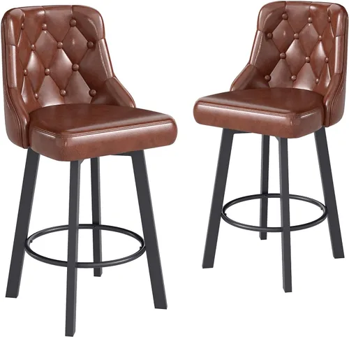 Miniatura 16 de Youhauchair Juego de 4 taburetes de bar, de 26 pulgadas, modernos taburetes de bar con respaldo, reposapiés y patas de metal, silla de bar tapizada