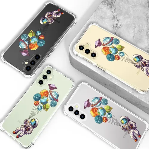Miniatura 2 de Hungo Funda compatible con Samsung Galaxy S25 Plus/S24 Plus, diseño transparente, diseño femenino de piel femenina S24+ S25+ de astronauta