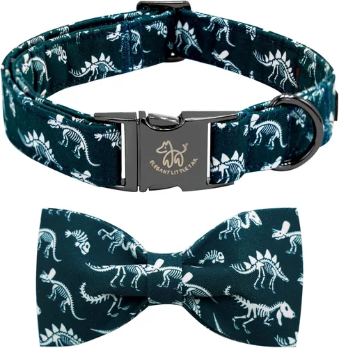 Miniatura 33 de Collar para perro Elegant Little Tail con moño, estampado de pepinillos, collar de moño lindo para perros pequeños eneldo