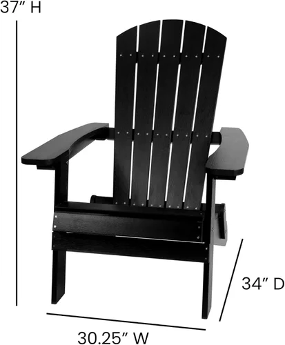 Miniatura 3 de Flash Furniture Charlestown – Silla plegable Adirondack de poliresina para interiores o exteriores, resistente a la intemperie, color negro