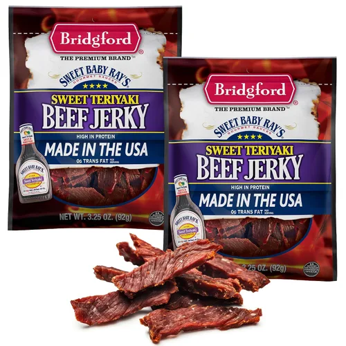 Miniatura 18 de Bridgford Sweet Baby Ray's Beef Jerky Honey BBQ de 3.25 onzas, paquete de 2 – Cecina alta en proteínas para impulso de energía del mediodía