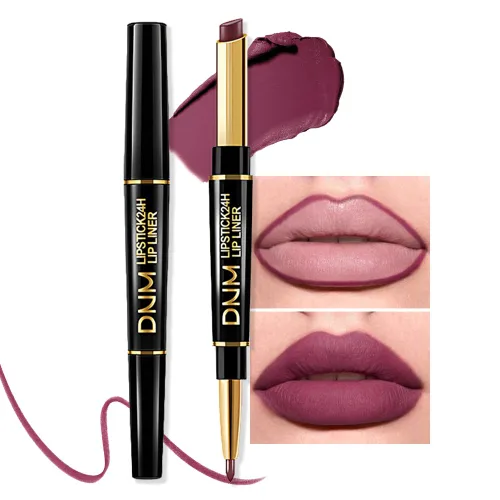 Miniatura 34 de evpct DNM Juego de 3 delineadores de labios y lápices de labios, ciruela morada, malva, rojo vino, para mujer, mate, larga duración de 24 horas