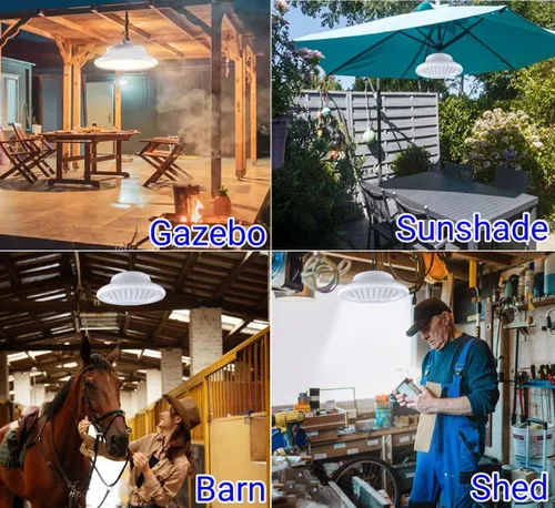 Miniatura 2 de HULPPRE Luz solar para cobertizo de 3000 lm para interiores y exteriores con cuerda de tracción, de día o de noche, del atardecer al amanecer
