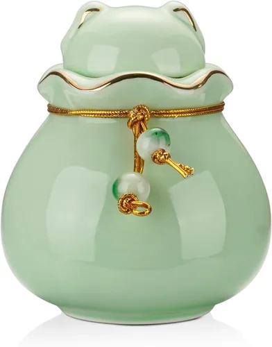 Miniatura 8 de SOITIS Urna conmemorativa para mascotas para cenizas de gato o perro, 3.54 x 3.15 pulgadas, elegante recuerdo de cerámica con tapa en forma de gato