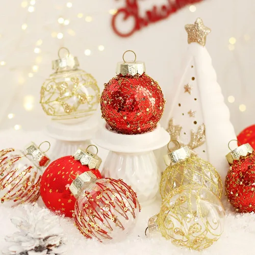 Miniatura 4 de Esferas de adornos de Navidad, exquisitas decoraciones navideñas para árbol, pintura de PET, colgante de Navidad, 25