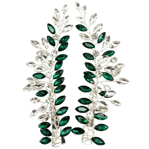 Miniatura 4 de Peines de clip para el cabello de boda, 2 piezas de diamantes de imitación de color rojo, blanco y verde, accesorios para mujeres y niñas, fiesta