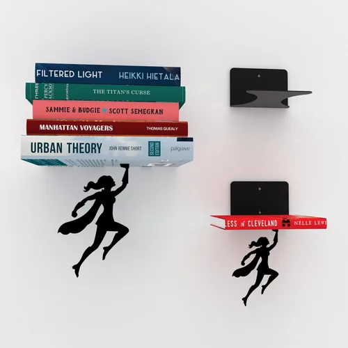 Estante flotante para libros Artori Design "Wondershelf", de metal negro, estante único, regalos para estudiosos, amantes de libros, presente