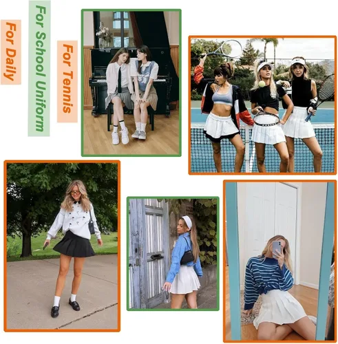 Miniatura 7 de Tivifox Faldas de tenis plisadas para mujer y niña, falda acampanada de cintura alta, uniforme escolar, pantalón deportivo de golf con pantalones