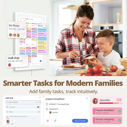 Miniatura 3 de Dragon Touch Calendario Digital de 15.6 Pulgadas Tabla de Tareas – Pantalla Táctil Interactiva, Planificador Familiar Inteligente, Marco de Fotos