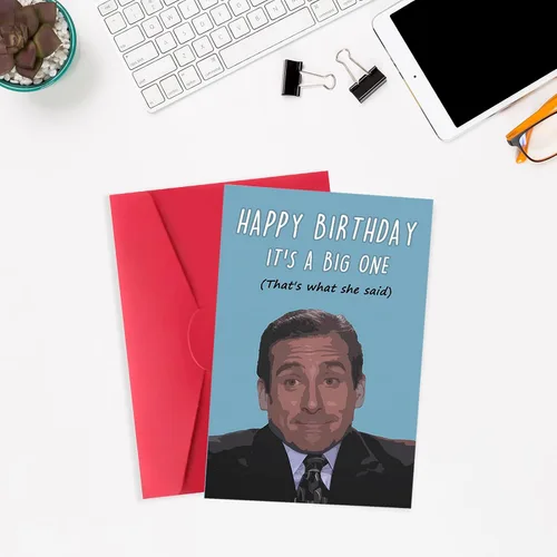 Miniatura 4 de XXDJLP Humor Tarjetas de cumpleaños de The Office Regalos para fanáticos del programa de televisión, divertida tarjeta de cumpleaños de Michael