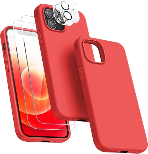 Miniatura 16 de Funda 5 en 1 para iPhone 12 Pro con protector de pantalla y protector de lente de cámara, funda de silicona líquida para iPhone 12 Pro (verde alpino)