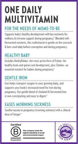 Miniatura 8 de New Chapter Vitaminas prenatales multivitamínico prenatal con metilfolato + colina para mamá saludable bebé, uno diario, 30