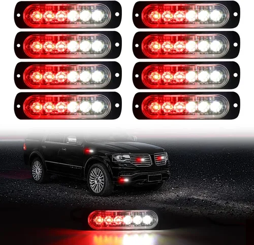 Miniatura 11 de DIBMS Barra de Luces Estroboscópicas LED de Emergencia 8x Blanco 6 LED Luz Estroboscópica de Advertencia Luz Intermitente de Emergencia Precaución