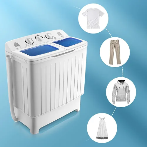 Miniatura 5 de RELAX4LIFE Lavadora y centrifugadora portátil de 20 libras de capacidad, temporizador, mini lavadora y secadora semiautomática para apartamento