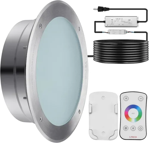 Miniatura 9 de VEVOR Luz LED para piscina, 120 V CA 40 W, 10 pulgadas RGBW que cambia de color bajo el agua, incluye cable de 100 pies y control remoto